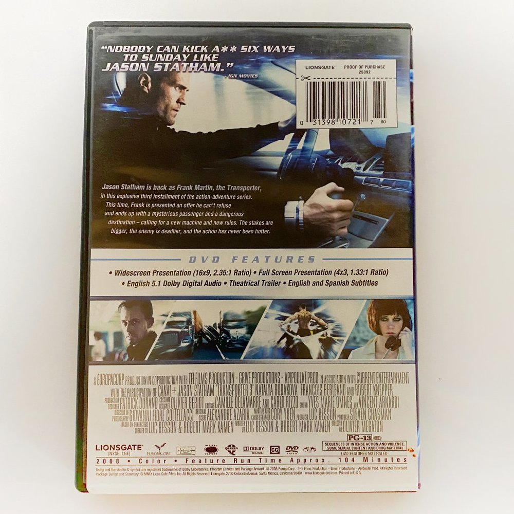Transporter 3, Jason Statham, Lionsgate, DVD - Picture 2 of 4